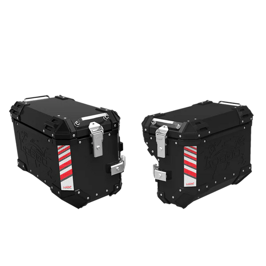Set de maletas laterales de aluminio para moto LOBOO Pike Tracker 35L /37L / 45L – Compatible con BMW GS, KTM, Royal Enfield, y más