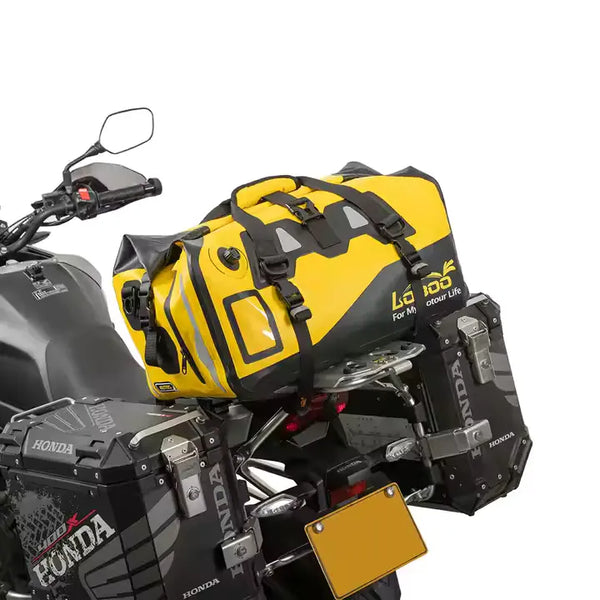 Maleta Trasera Impermeable Drybag para Moto Trail LOBOO 40L – Compatible con BMW GS, KTM, Royal Enfield, y más