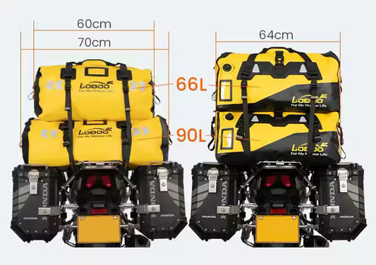 Maleta Trasera Impermeable Drybag para Moto Trail LOBOO 40L – Compatible con BMW GS, KTM, Royal Enfield, y más
